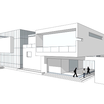 现代售楼处建筑方案草图大师模型，售楼部建筑sketchup模型免费下载