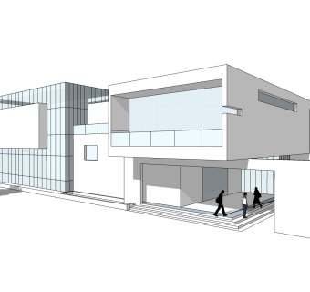 现代售楼处建筑方案草图大师模型，售楼部建筑sketchup模型免费下载