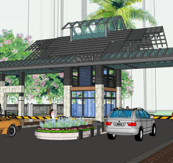 现代岗亭SU模型，岗亭SKB文件下载