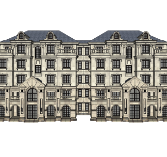 欧式联排别墅su模型，别墅sketchup模型下载