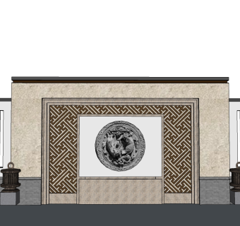 中式景观墙草图大师模型，景墙sketchup模型skp文件模型下载