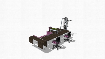 办工桌草图大师模型，办工桌sketchup模型，办工桌su素材下载