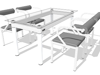 现代餐桌椅su模型，<em>户外椅子</em>草图大师模型下载