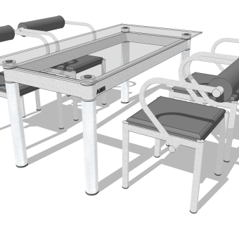现代餐桌椅su模型，户外椅子草图大师模型下载
