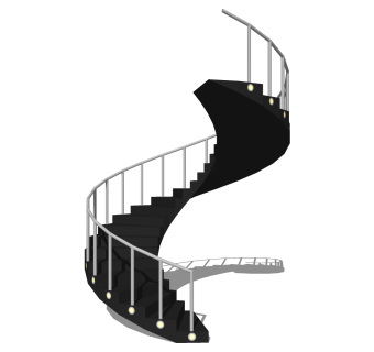 现代钢结构螺旋楼梯草图大师模型，钢结构螺旋楼梯sketchup模型免费下载