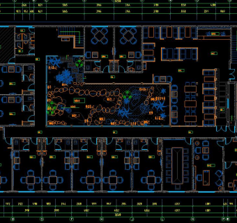 杨浦咖啡厅设计方案，咖啡厅CAD设计图纸下载