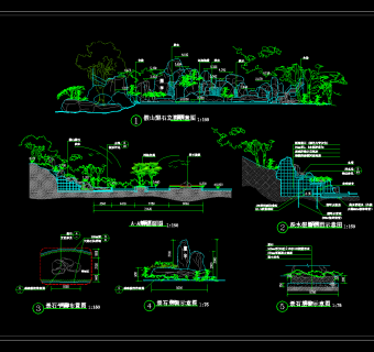 园林景观假山CAD施工图，假山CAD施工图纸下载