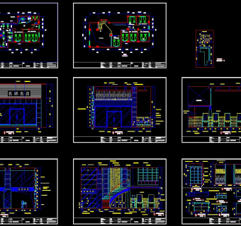 名师美容美发装饰施工图，CAD平面图，装修效果图