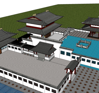 中式古建民俗草图大师模型下载，古建民俗su模型下载