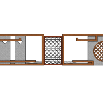 中式景观墙skp文件下载，景观墙SU模型