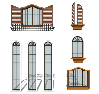 欧式窗草图大师模型,欧式窗SU模型下载