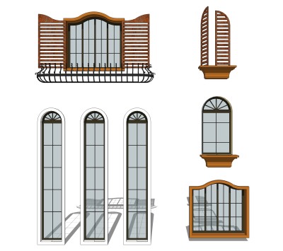 欧式窗草图大师模型,欧式窗SU模型下载