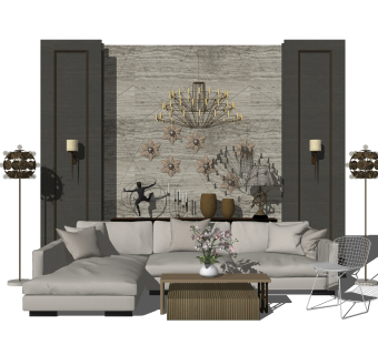 现代沙发组合草图大师模型，沙发组合sketchup模型下载