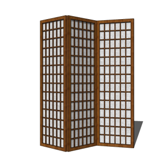 日式屏风草图大师模型，屏风sketchup模型下载