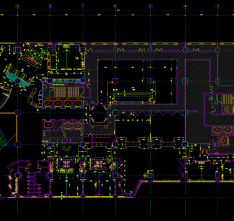 现代餐厅CAD图纸，餐厅建筑设计图纸下载