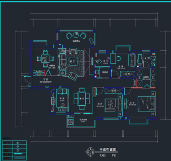 祥细客厅卧室家装户型图三居CAD，免费下载