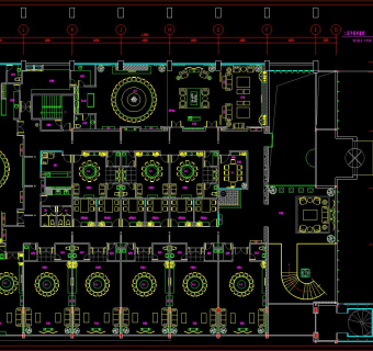 豪华海鲜酒家一二层设计图CAD图纸，海鲜店cad设计图纸下载