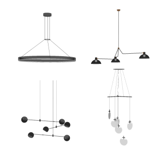 现代时尚吊灯su模型，吊灯sketchup模型下载