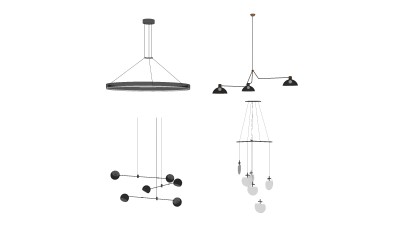 现代时尚吊灯su模型，吊灯sketchup模型下载