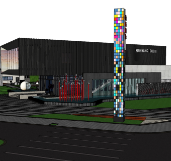 现代售楼处skb模型分享，售楼中心SU模型下载