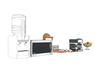 现代微波炉饮水机免费su模型，<em>厨具</em>草图大师模型下载