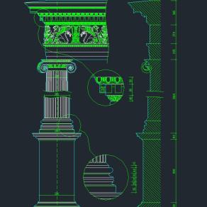 爱奥尼克柱素材图，罗马柱CAD建筑图纸下载