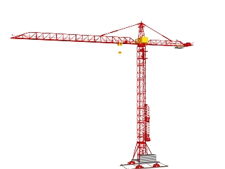 现代大型工用塔吊起重机sketchup模型，工业器材skp模型下载