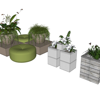 现代风格盆栽sketchup模型下载