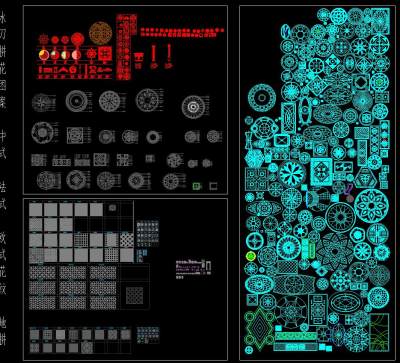地面水刀拼花图案中式法式欧式花纹地拼CAD图纸