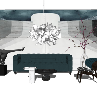 现代轻奢布艺沙发su模型，沙发sketchup模型下载