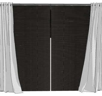 现代窗帘草图大师模型下载、现代窗帘su模型下载