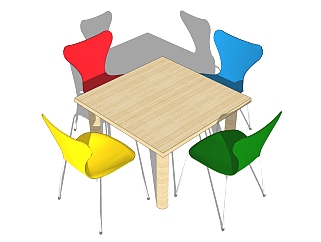 现代幼儿园<em>桌椅</em>草图大师模型，儿童<em>桌椅su</em>模型下载