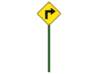 现代向<em>左</em>转弯道路交通标志牌su模型下载、向<em>左</em>转弯道路...