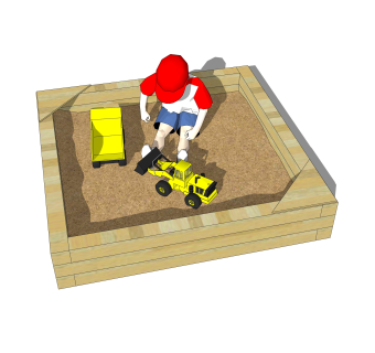 现代儿童挖土机草图大师模型，玩具su模型下载