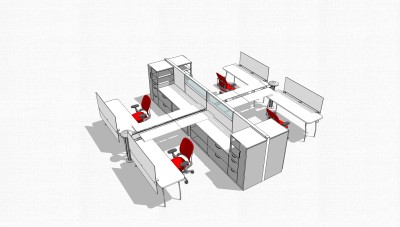 办公桌草图大师模型，办工桌skp模型，办工桌su素材下载