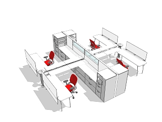 办公桌草图大师模型，办工桌skp模型，办工桌su素材下载