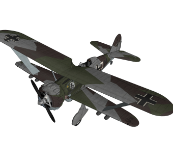 德国亨舍尔Hs-123攻击机草图大师模型，攻击机sketchup模型下载