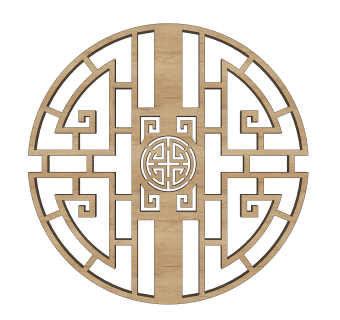 中式吉祥圆形纹墙饰su模型,摆件草图大师模型下载