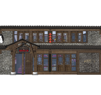 民宿酒吧建筑场景sketchup模型下载