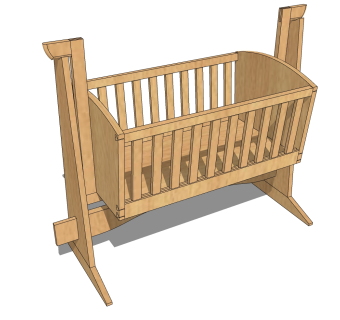 中式婴儿床草图大师模型，婴儿床skb文件下载