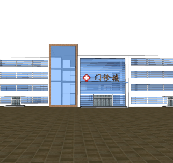 现代门诊楼sketchup模型下载，医院草图大师模型