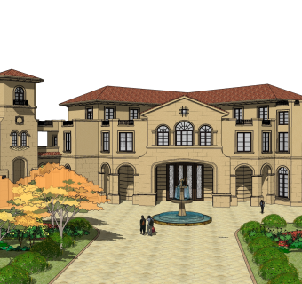 欧式售楼处建筑方案草图大师模型，售楼部建筑sketchup模型免费下载